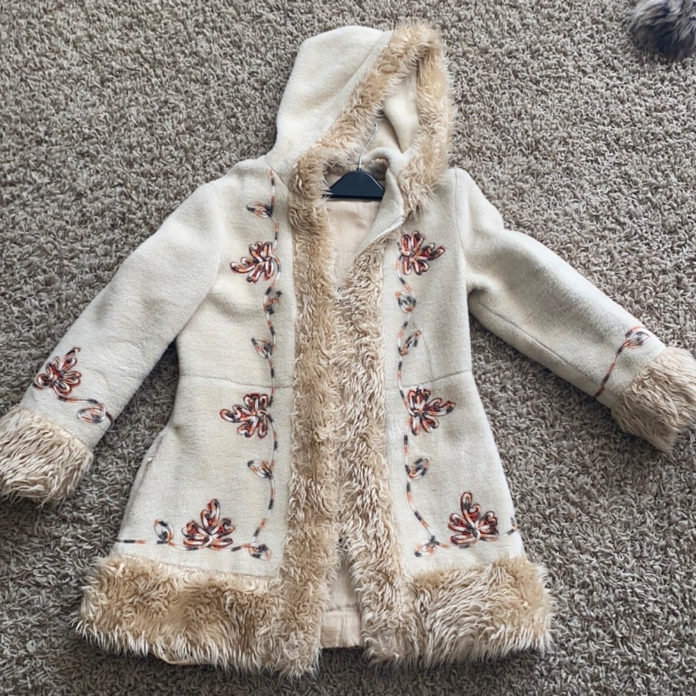 Vintage fur jacket with sterling sleeves and hood